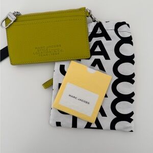 Marc Jacobs Leather Cardholder Wristlet in Lime Green + Dust Bag